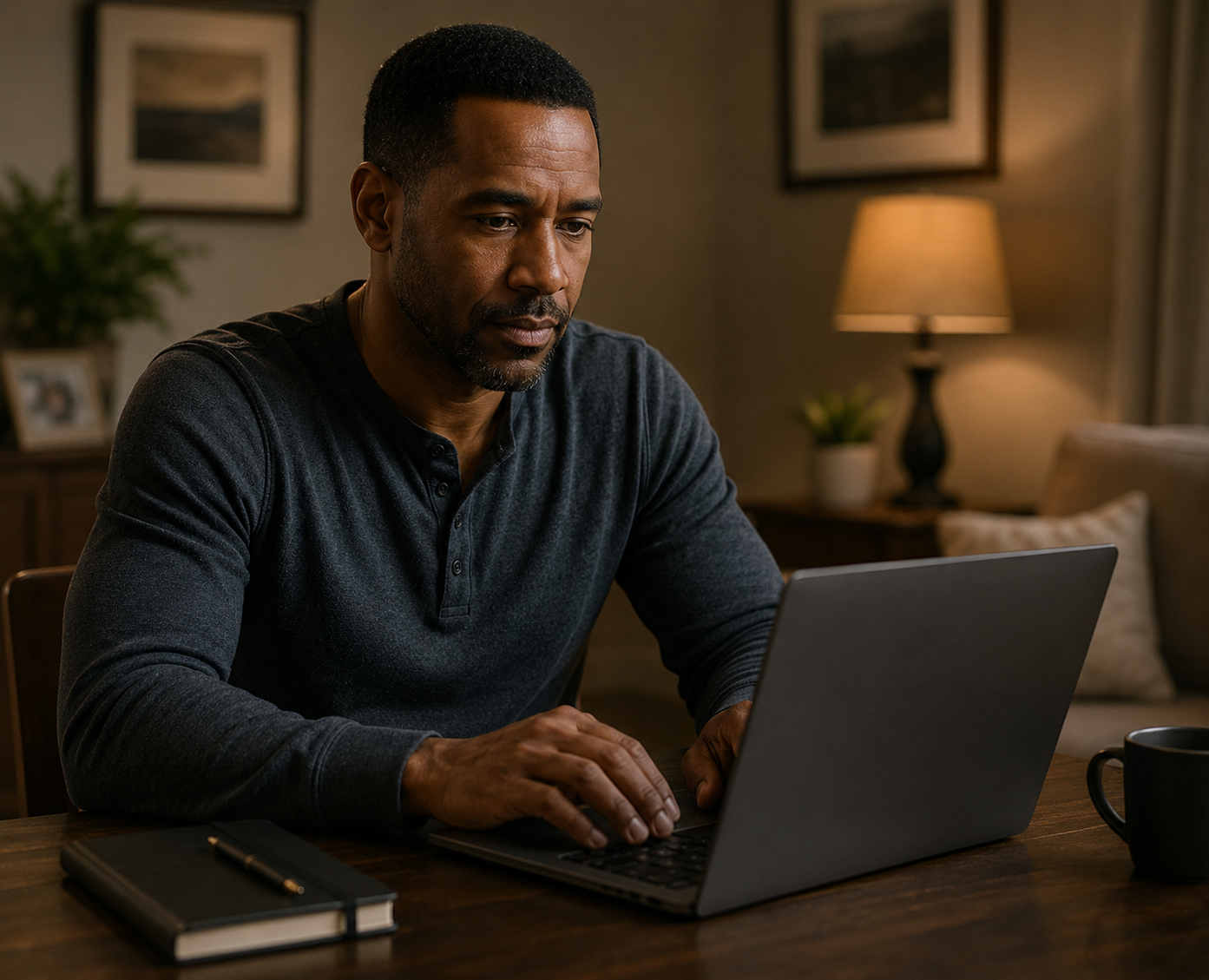 Man working on a laptop and designing life on his terms