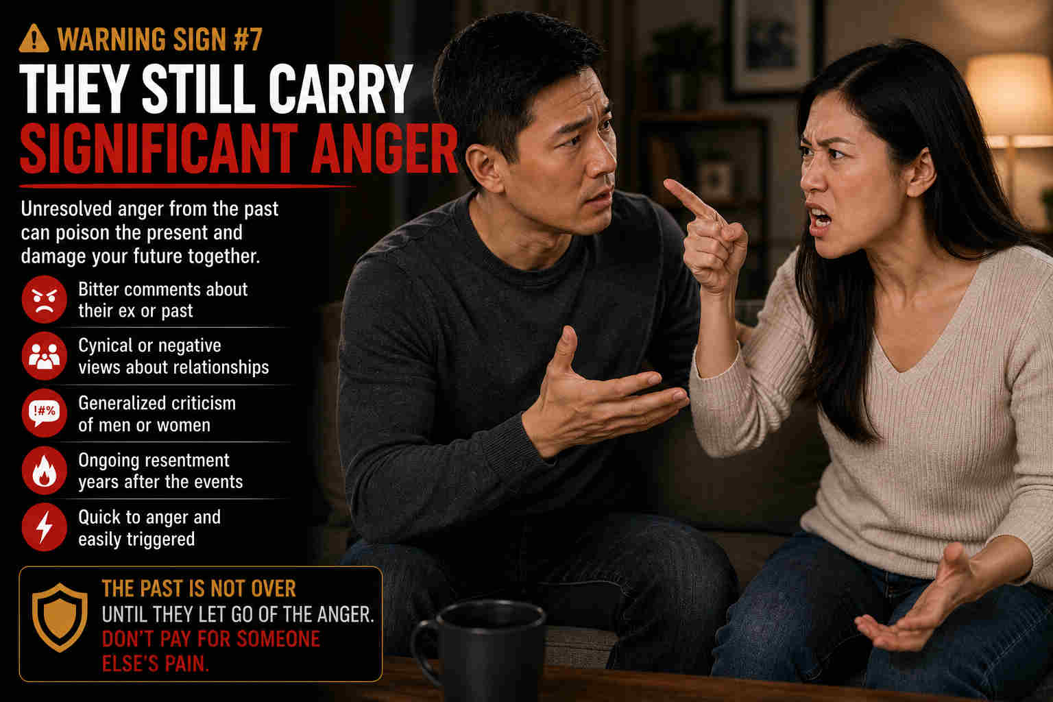 A couple arguing because unresolved anger from the past affects the relationship