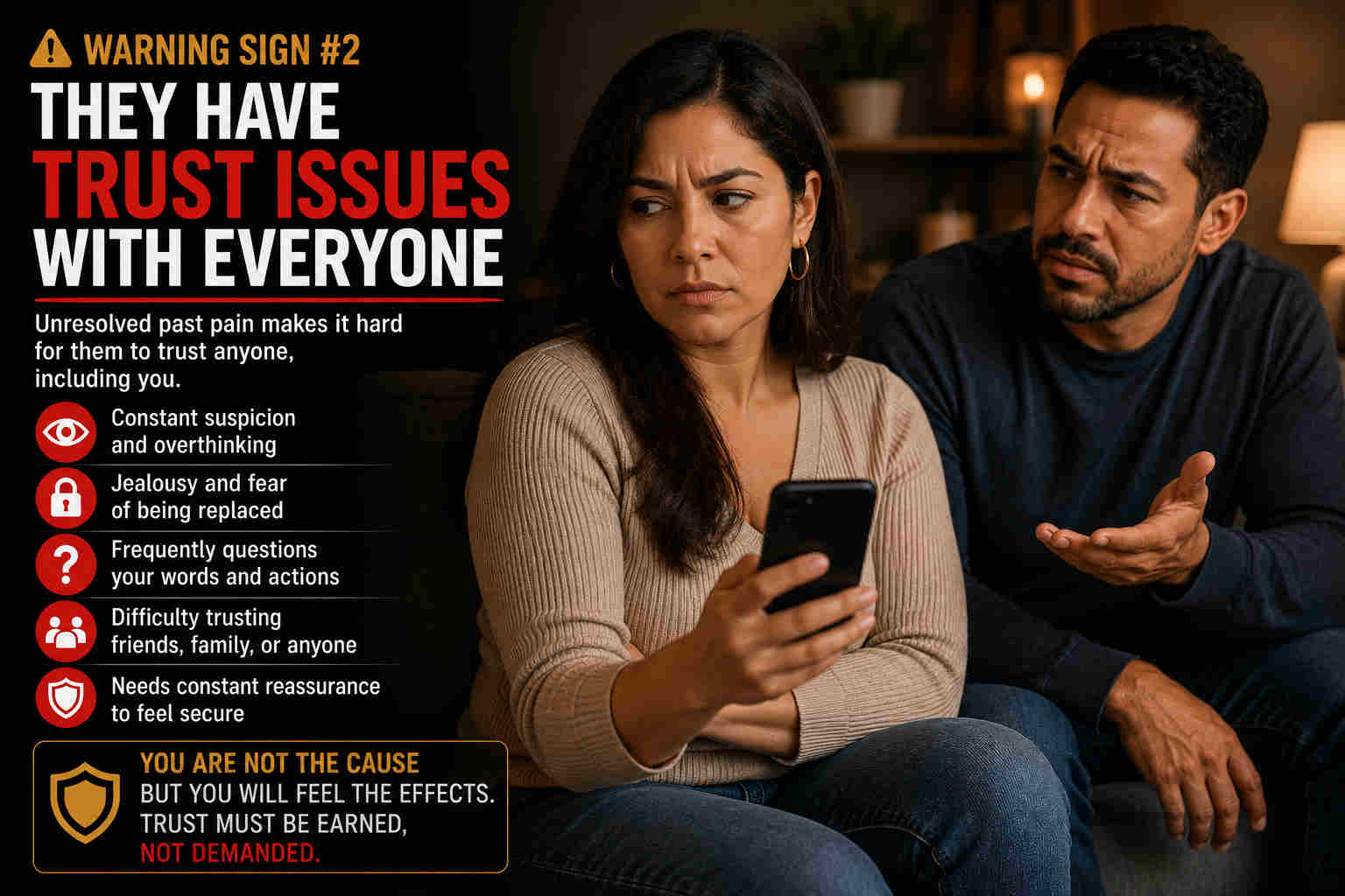A couple dealing with trust issues caused by unresolved past pain