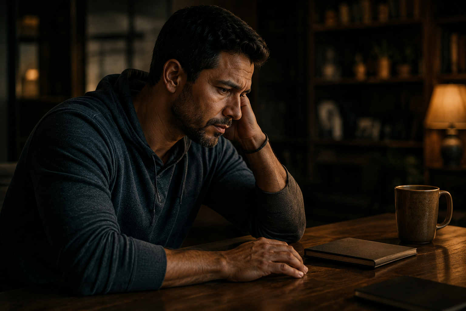 Man deep in thought after divorce