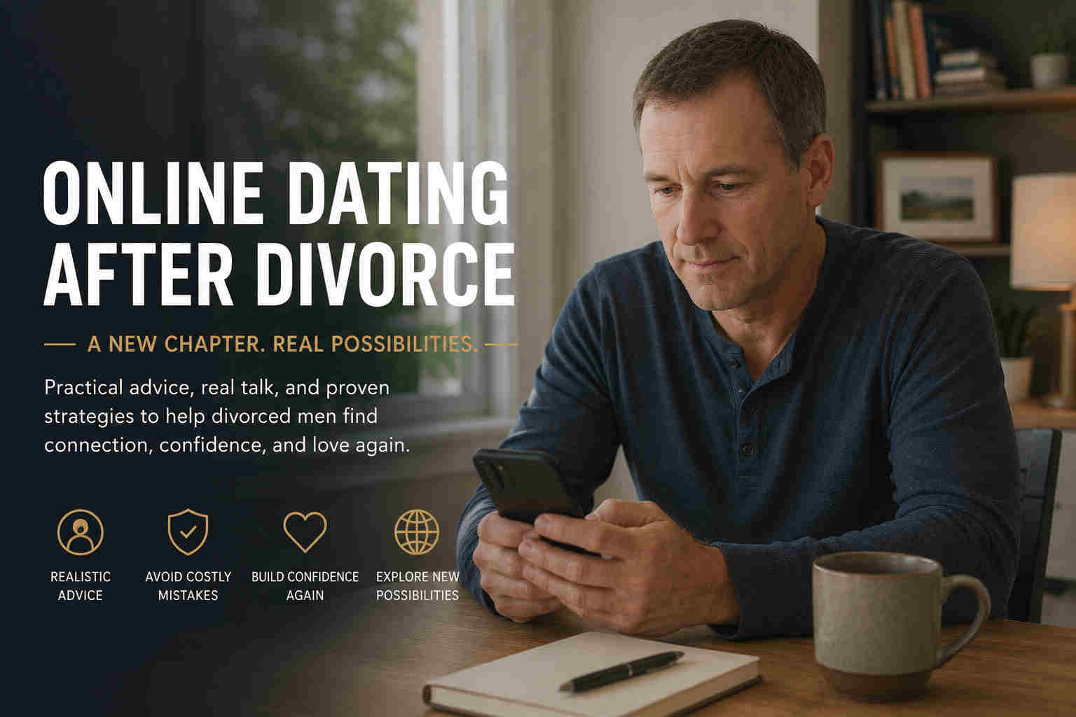 Divorced man using online dating with confidence and caution